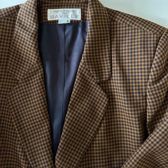 Rena Rowan for Saville Brown Check Blazer Vintage 90s - Picture 3 of 8